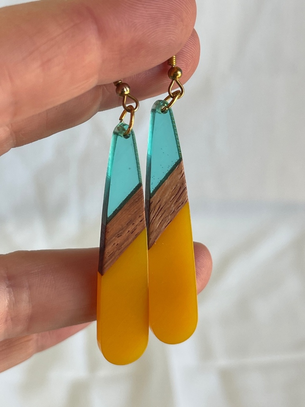 Resin and wood earrings